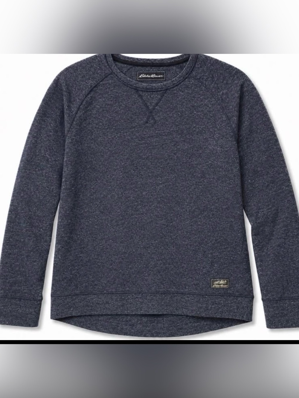 Eddie Bauer Men's Heathered Dark Navy Crewneck Sweatshirt
